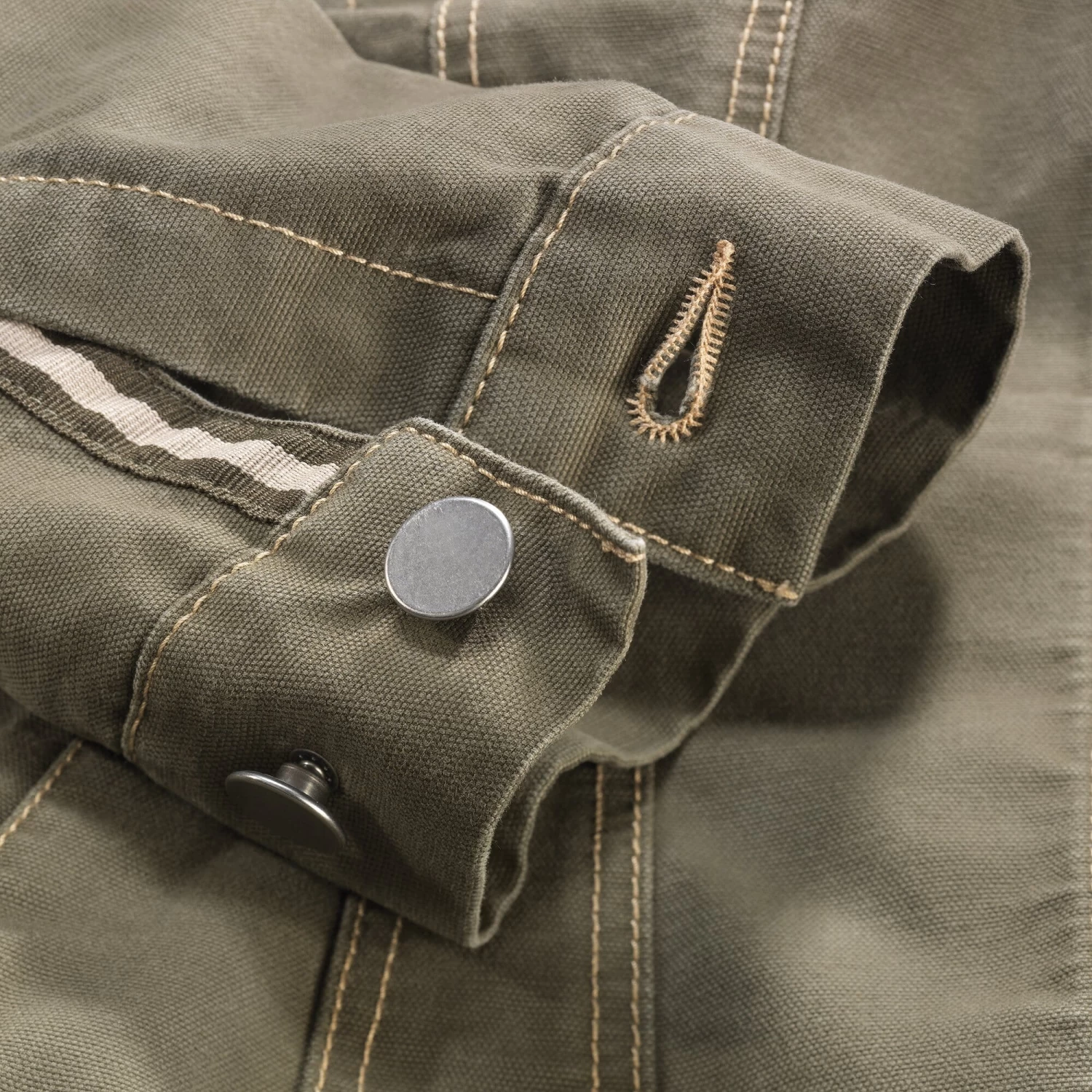 Dames Werkjas Katoen Canvas, Olive 3 Dames Werkjas Katoen Canvas, Olive - Afbeelding 3