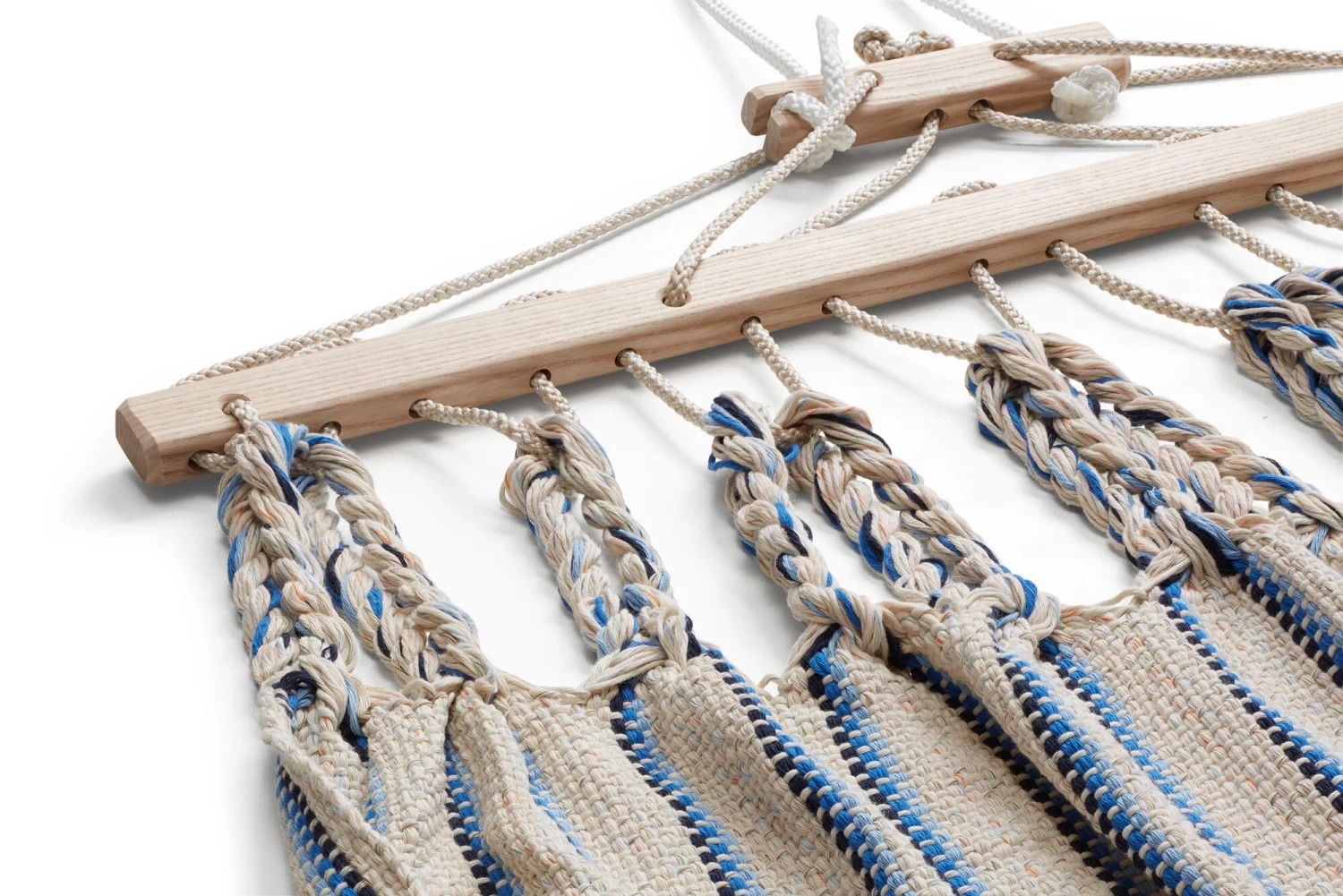 Dubbele Hangmat Katoen, Beige-blauw 3 Dubbele Hangmat Katoen, Beige-blauw - Afbeelding 3