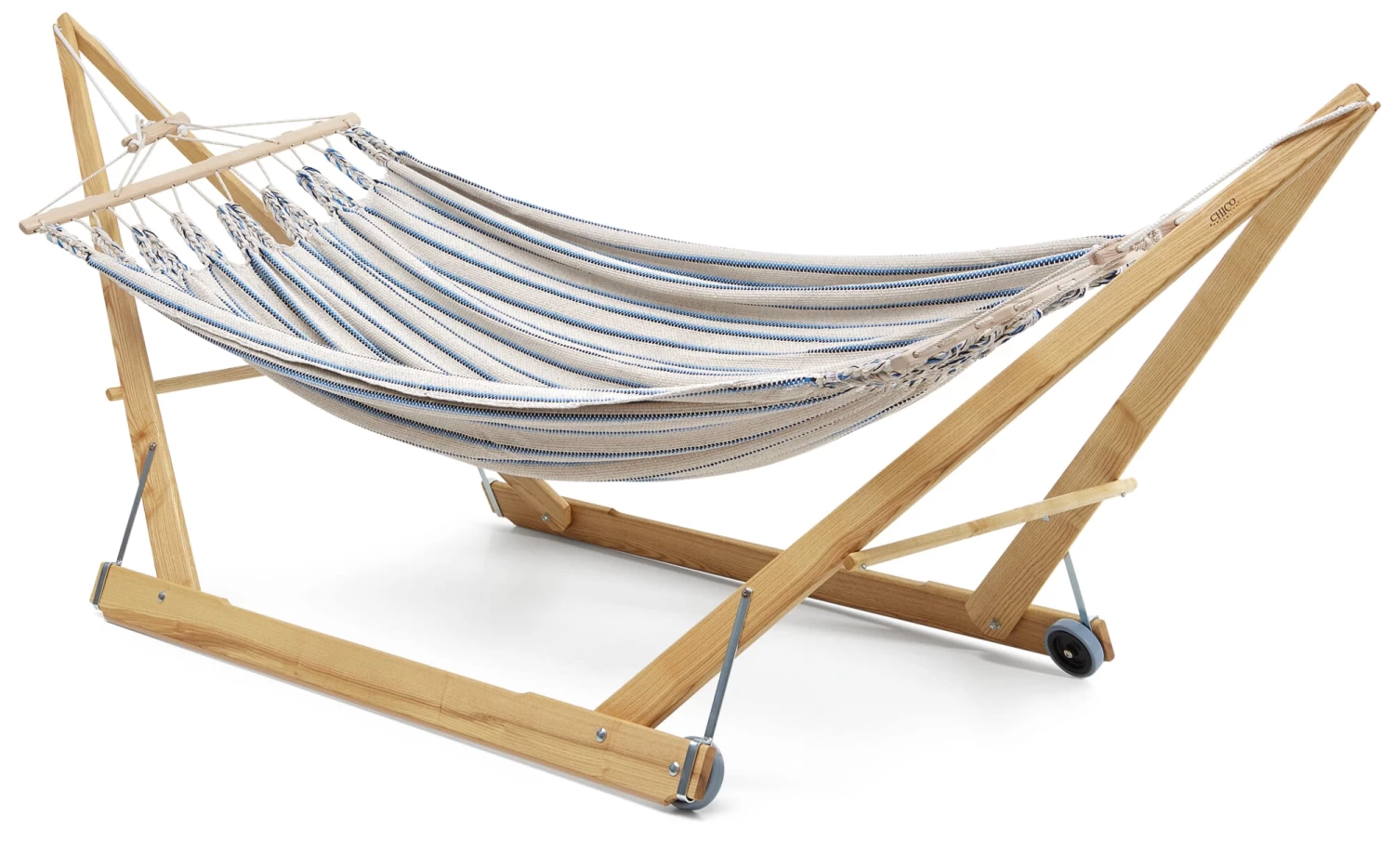 Dubbele Hangmat Katoen, Beige-blauw 5 Dubbele Hangmat Katoen, Beige-blauw - Afbeelding 5