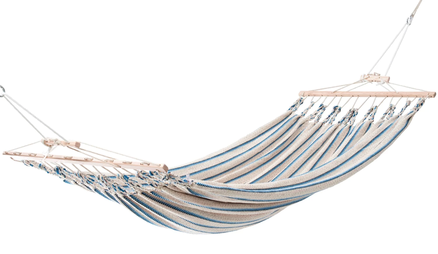 Dubbele Hangmat Katoen, Beige-blauw