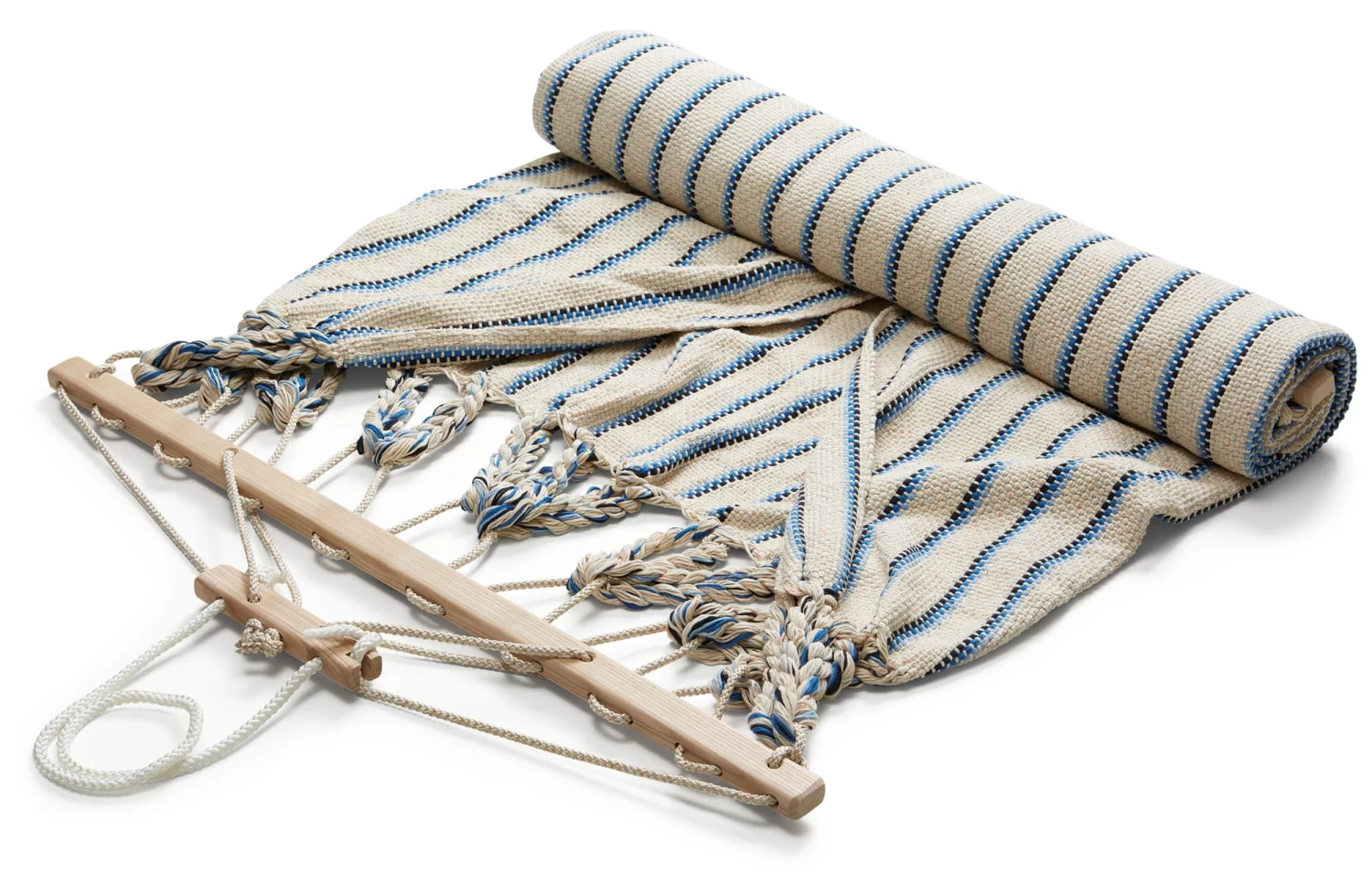 Dubbele Hangmat Katoen, Beige-blauw 2 Dubbele Hangmat Katoen, Beige-blauw - Afbeelding 2