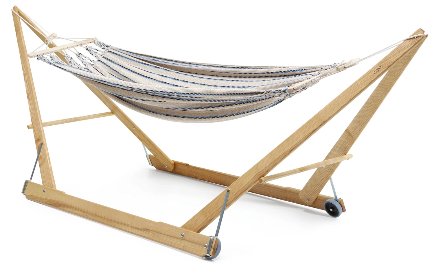 Enkele Hangmat Katoen, Beige_Blauw 5 Enkele Hangmat Katoen, Beige_Blauw - Afbeelding 5