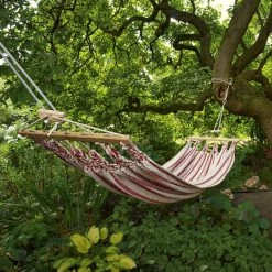 Enkele Hangmat Katoen, Beige/Rood -Bekend Tuinmeubel Winkel enkele hangmat katoen 9